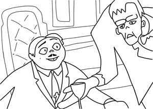 Gomez is offered a glass by Larch. Coloring Page