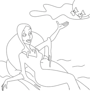 Morticia Reaching for the Sun Coloring Page