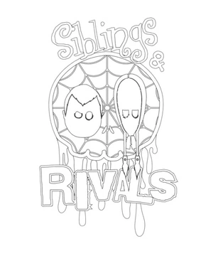 Pugsley and Wednesday's Faces Coloring Page