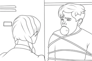 Wednesday and Pugsley Addams Are Tied Up Coloring Page