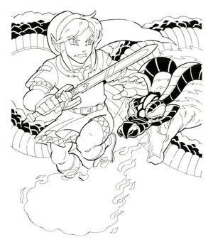 Challenging Battle Against The Dragon Coloring Page