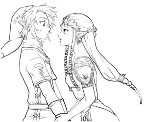 Link and Zelda Hand Drawing Coloring Page