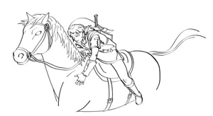 Link Riding a Horse Coloring Page