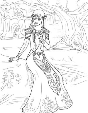 Princess Dreaming By the Shore Coloring Page