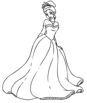 Beautiful Princess Tiana Coloring Page