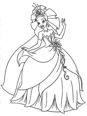 Gorgeous Princess Tiana Coloring Page
