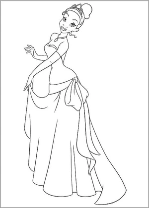 Princess Tiana from "The Princess and the Frog" Coloring Page