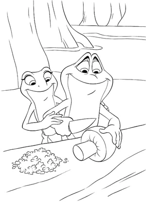 Print a coloring page featuring a princess and a frog Coloring Page
