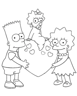 Bart, Lisa, and Maggie Simpson Coloring Page