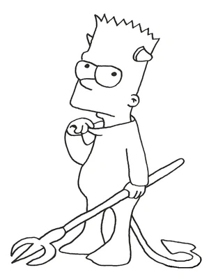 Bart Simpson as a Mischievous Character Coloring Page