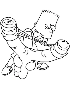 Bart Simpson with a Slingshot Coloring Page