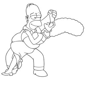 Homer and Marge Coloring Page