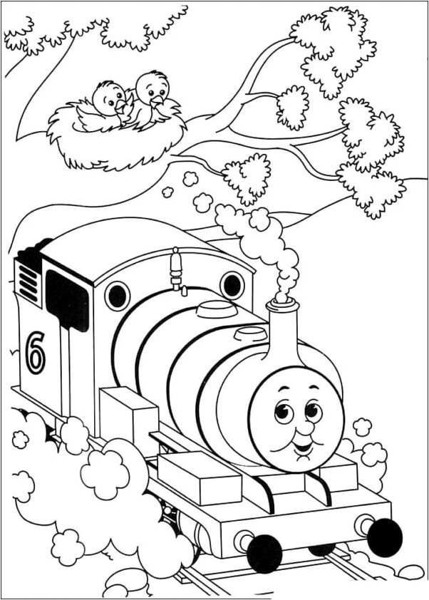 The Chickens Are Excited About the Arrival of the Train Coloring Page