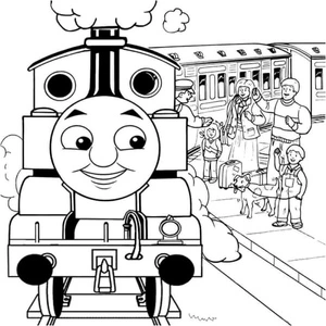 The locomotive is accompanied on a lengthy voyage. Coloring Page