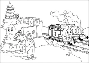 Thomas and His Friends Embarked on a Journey Across the Globe Coloring Page