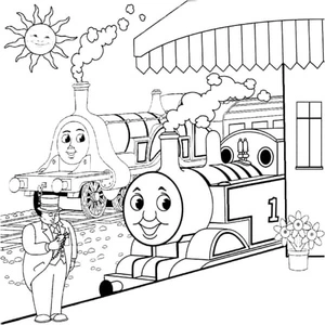 Train at the Train Station Coloring Page