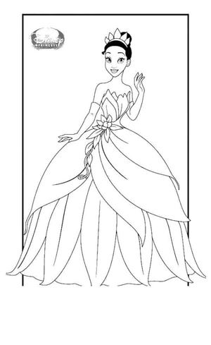 African American Princess Tiana from Disney Coloring Page