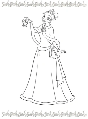 Christmas with Princess Tiana Coloring Page