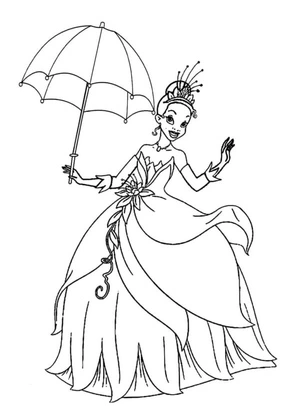 Elegant Princess Tiana Coloring Page