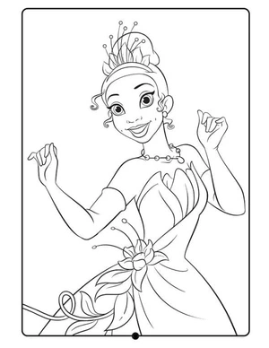 Masquerade Ball with Tiana Coloring Page