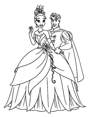 Naveen and Tiana Coloring Page