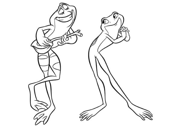 Princess Tiana and Prince Naveen The Frogs Coloring Page