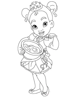 Tiana Enjoying a Meal Coloring Page