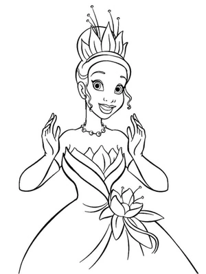 Tiana the Princess in Her Crown Coloring Page