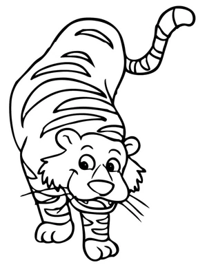 Happy Tiger Coloring Page
