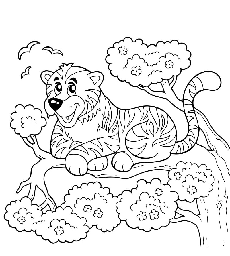 Printable Tiger Happiness Coloring Page