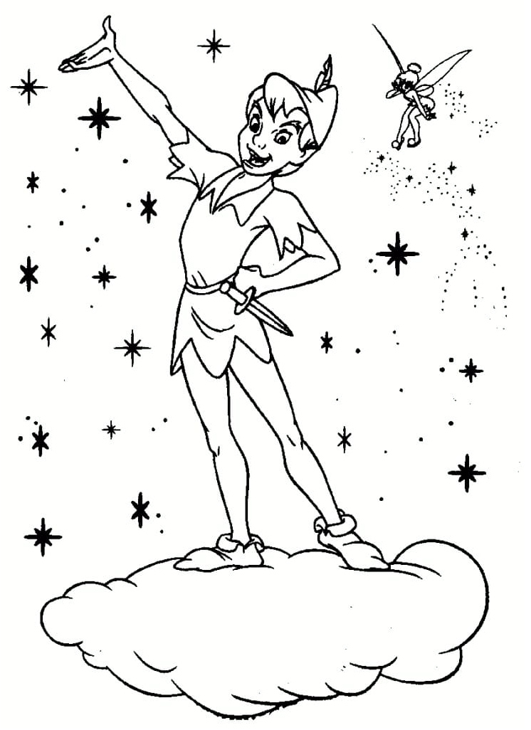 Peter Pan and Tinkerbell Coloring Page Coloring Page