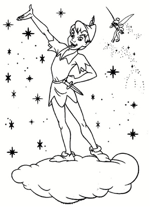 Peter Pan and Tinkerbell Coloring Page