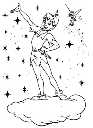 Peter Pan and Tinkerbell Coloring Page Coloring Page