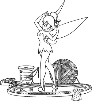 Printable Coloring Page Featuring Tinkerbell Coloring Page