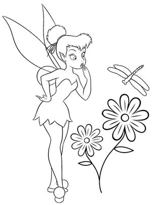 Tinkerbell Among Flowers