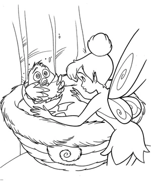 Tinkerbell and the Little Bird Coloring Page