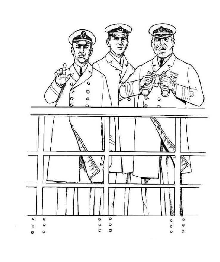 Captain and His Crew Coloring Page