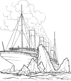 Swimming Beside an Iceberg Coloring Page
