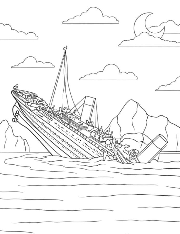 Titanic Breakup - please refrain from labeling it as the Sinking of the Titanic Coloring Page