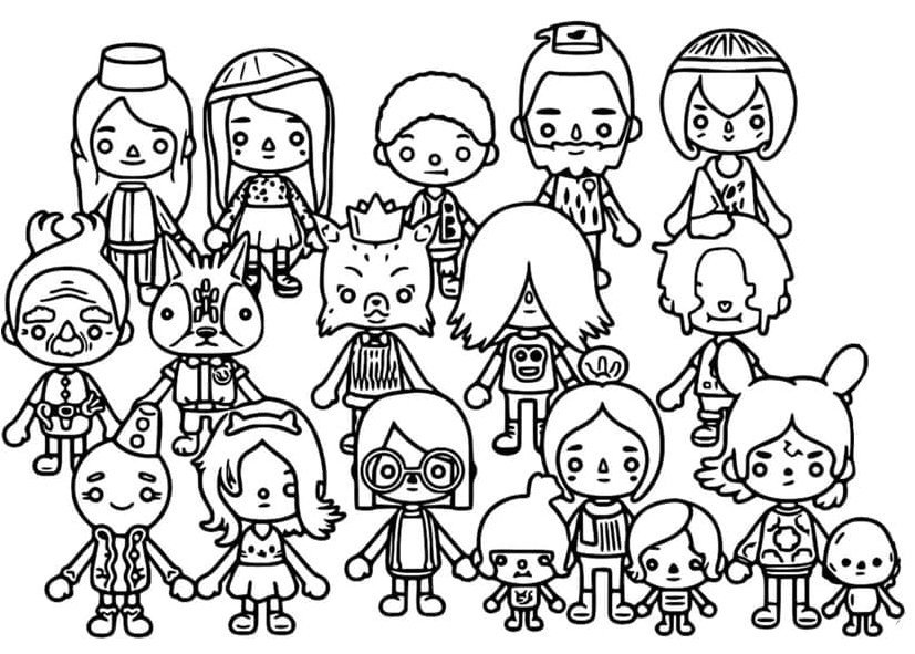 Characters from Toca Boca Coloring Page