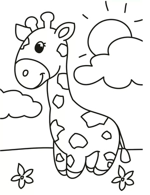 Adorable Giraffe Coloring Page for Toddlers