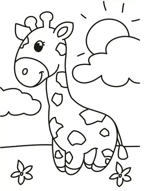 Adorable Giraffe Coloring Page for Toddlers Coloring Page