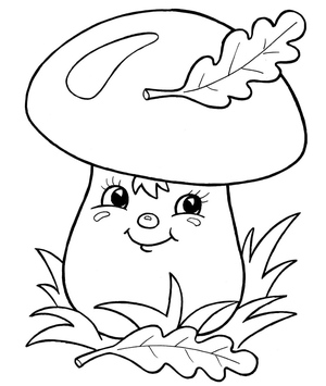 Adorable Mushroom Coloring Page for Toddlers