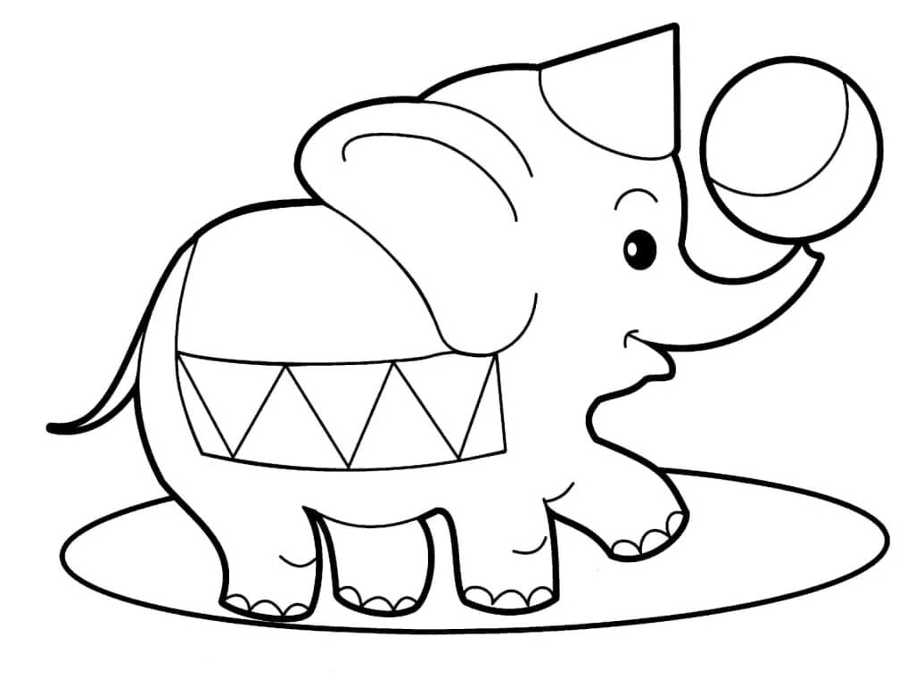 Circus Elephant Coloring Page for Toddlers Coloring Page