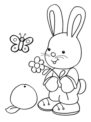 Coloring Page: Cute Bunny for Little Kids Coloring Page