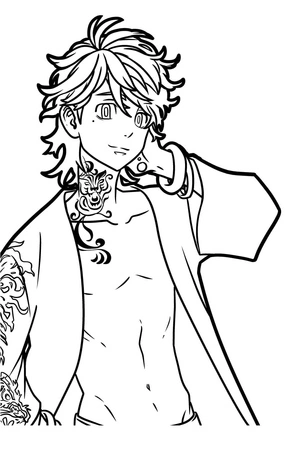 Kazutora Hanemiya from Tokyo Revengers Coloring Page