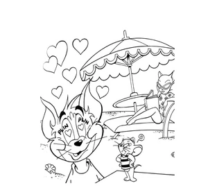 Tom and Jerry at the Beach Coloring Page