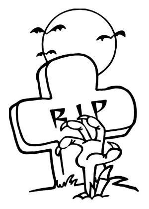 Cartoon Grave Marker Coloring Page