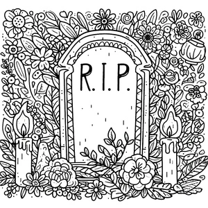 Printable Free Tombstone Color Page Coloring Page