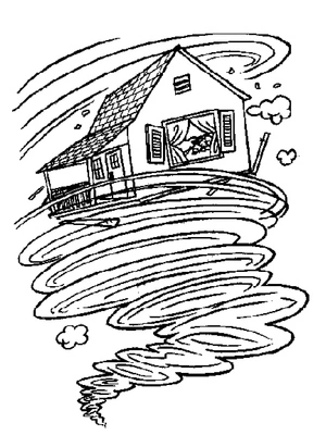 Tornadoes Swept Through the House Coloring Page